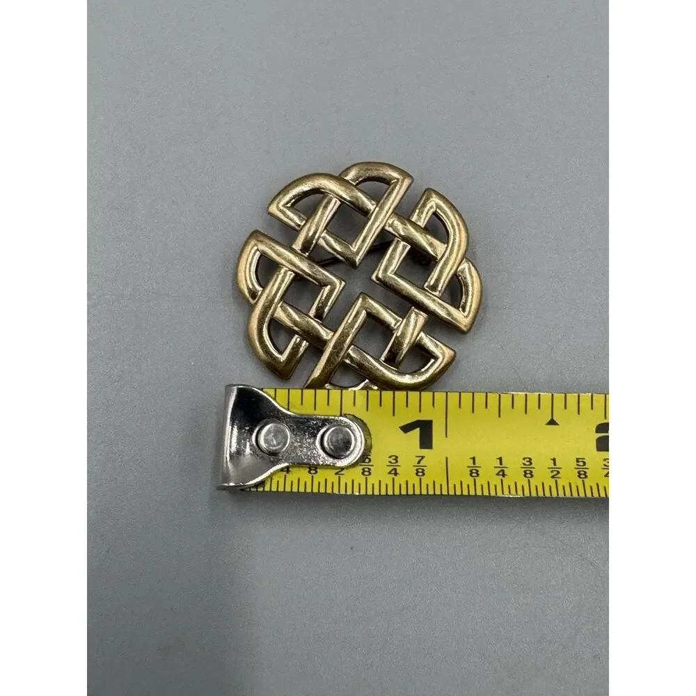 Vintage Soldor Signed Gold Colored Celtic Knot Design Brooch